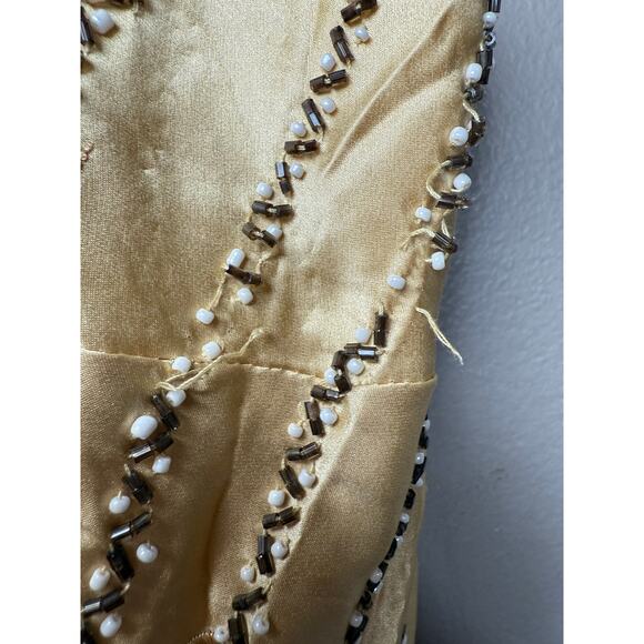 Sue Wong Nocturne Y2K Beaded Embroidered Gold Silk Gown size 8 - Picture 12 of 12